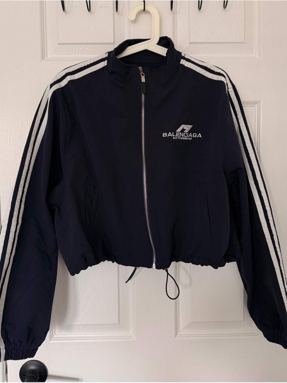 Balenciaga Dark Navy Track Jacket with White Stripes